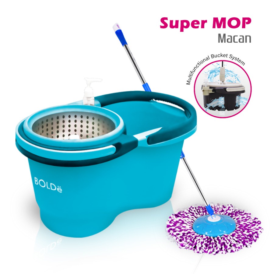 BOLDe Super Mop Macan Alat Pel Lantai BONUS Refill Kain Pel Microfiber