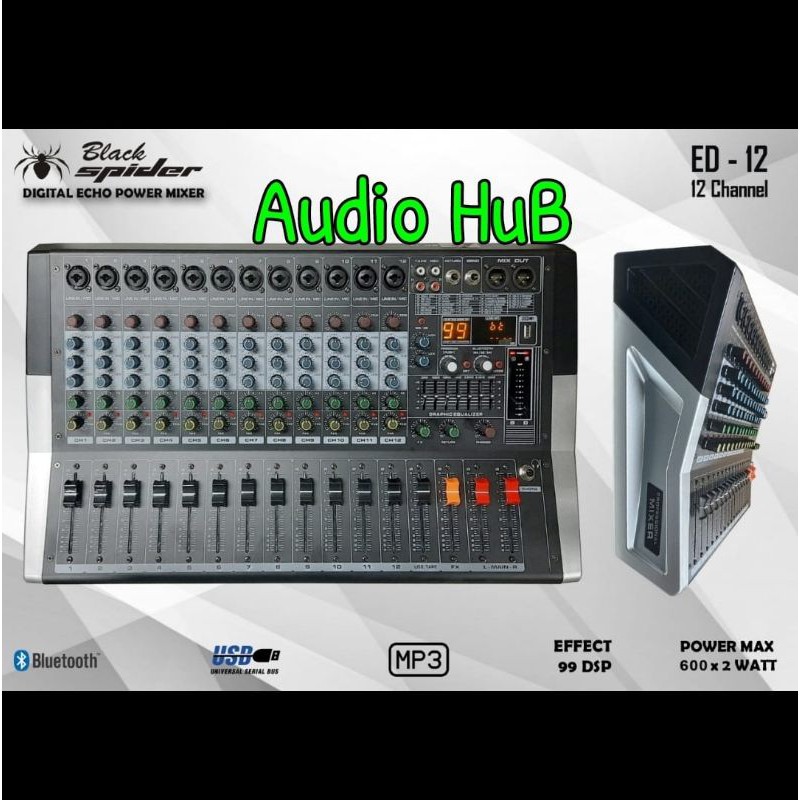 POWER MIXER BLACK SPIDER ED 12 CHANNEL MIXER BLACKSPIDER ED12 ORIGINAL