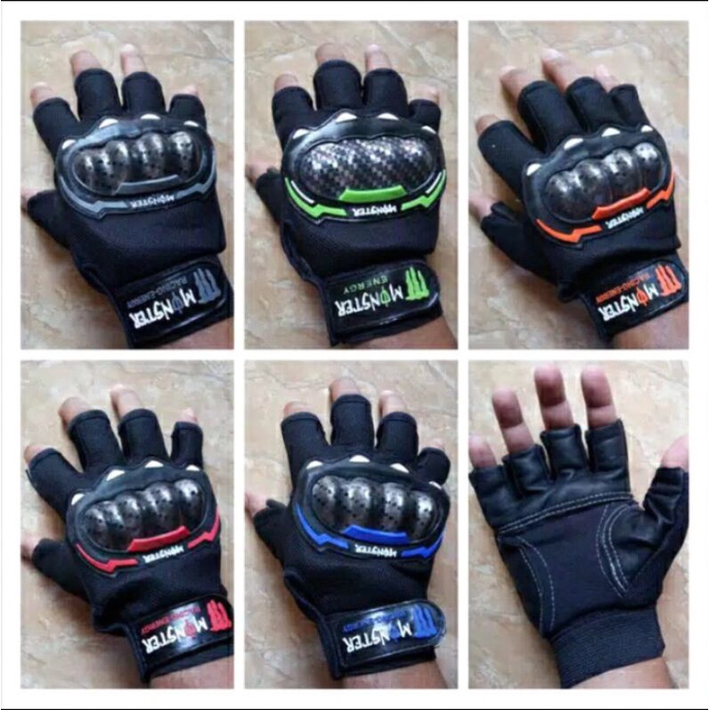 Sarung Tangan Motor Setengah Batok Monster Half Finger Sarung Tangan Biker