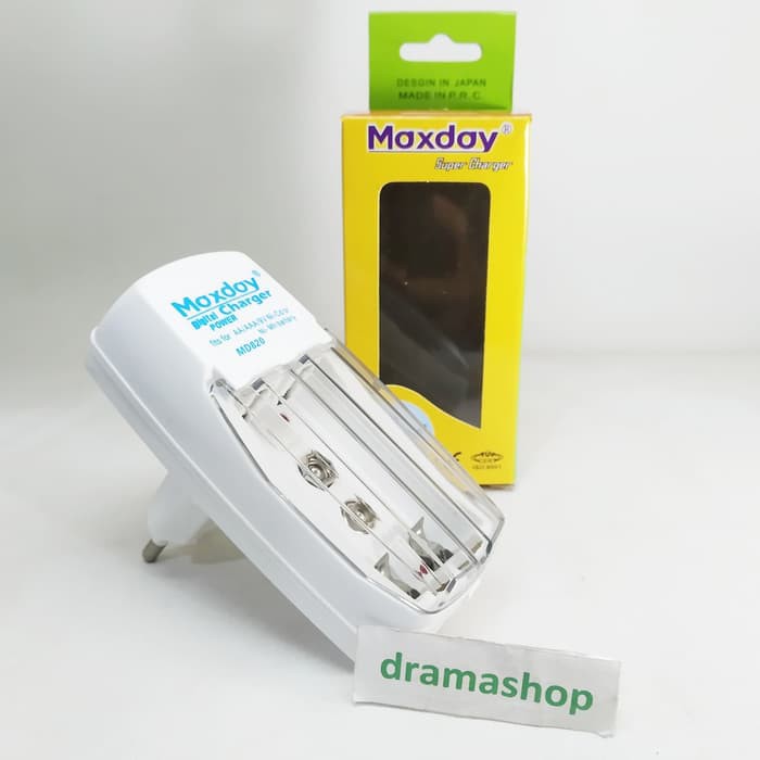 Alat Cas Charge Charger Maxday Super 2.500mAh 2slot AA/AAA + 1slot 9v dramashop