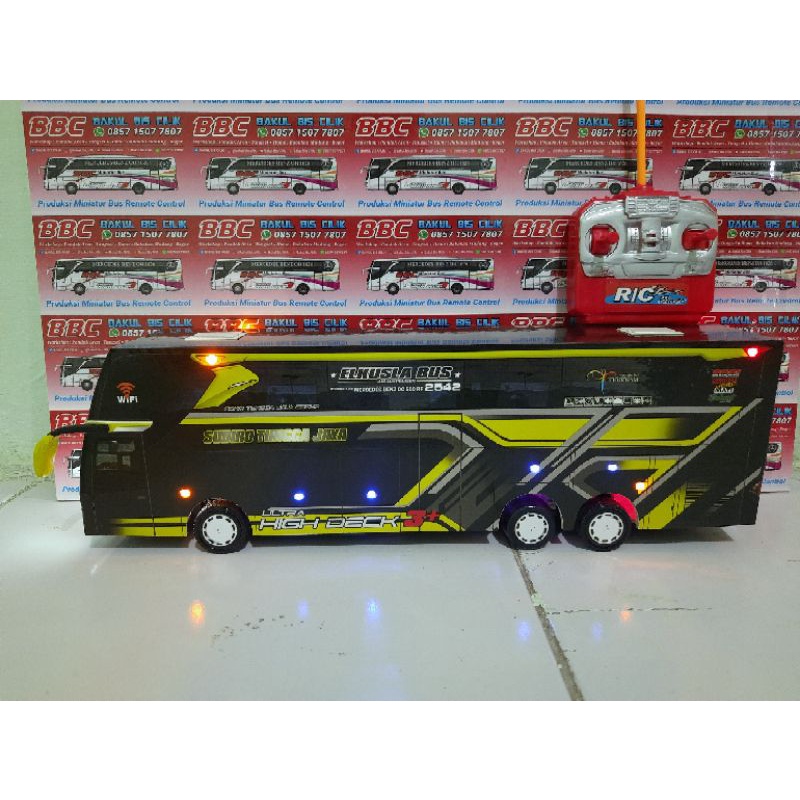Miniatur bus RC STJ RUBYA ( Remot Control ) DETIL RAPIH FULL TELOLET FULL STROBO FULL LED