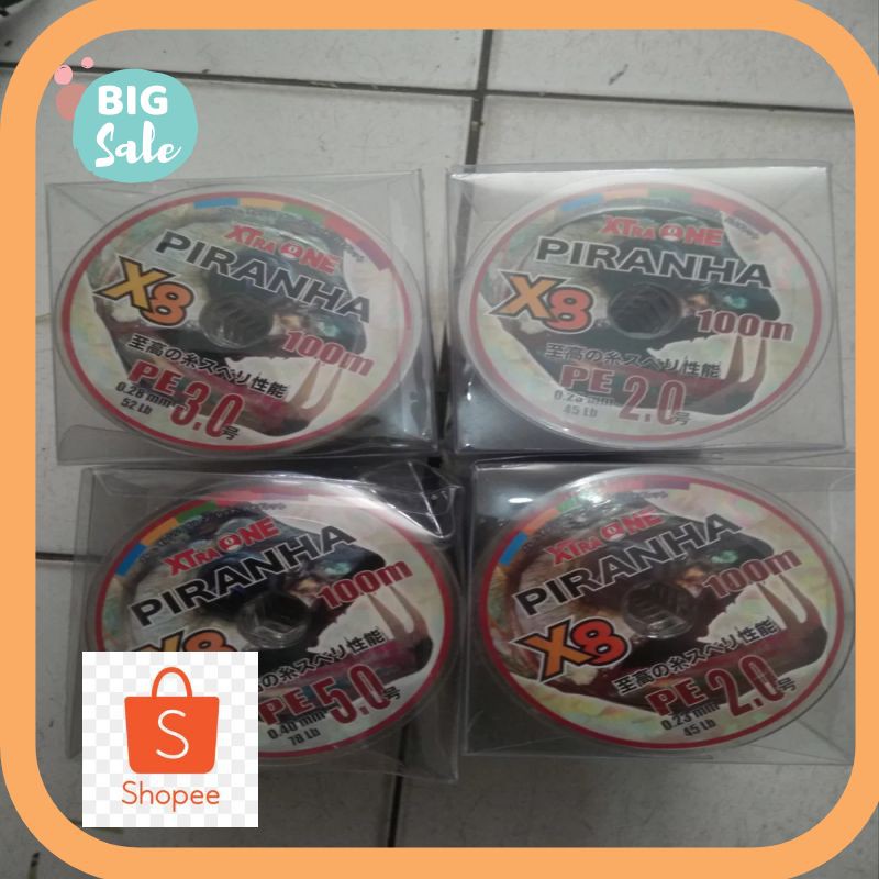 Termurah PE Braid X8 Xtra One Piranha 100M Kekinian