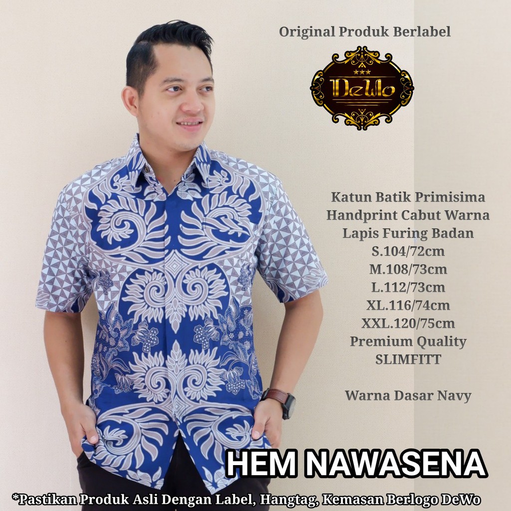 Atasan Kemeja Baju Batik Pria Lengan Pendek PREMIUM Modern LAPIS FURING NAWASENA DEWO