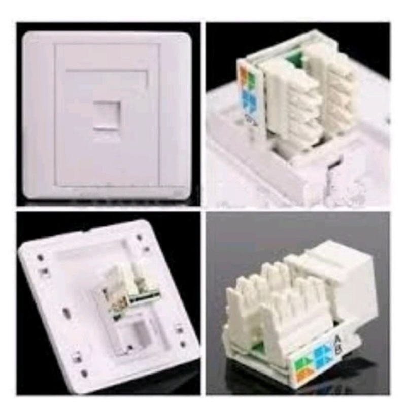 Stop Kontak /Wallplate RJ45/UTP/LAN 1Hole/Port+Modular Cat5e+Out Bow Box