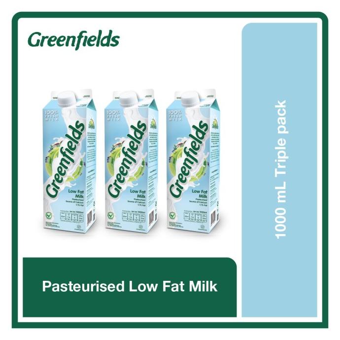 

[COD] [Triplepack] Susu Segar Greenfields - Fresh Milk Low Fat 1L x 3pcs [COD]