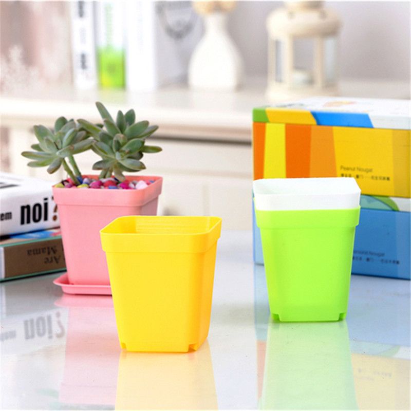 10 PCS POT KOTAK PERSEGI MINI KECIL WARNA-WARNI MURAH GROSIR POT BUNGA SUKULEN KAKTUS DAN TATAKAN UK. 7 CM