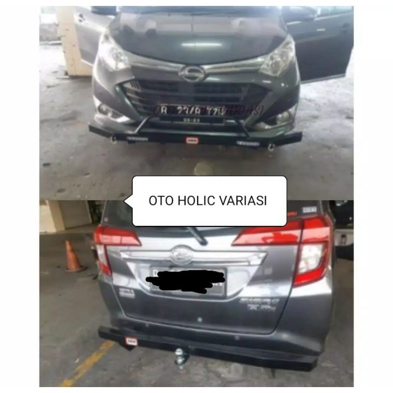 Paket Tanduk Mini Bemper depan LED Calya Sigra & Towing ARB Pengaman Bumper Belakang