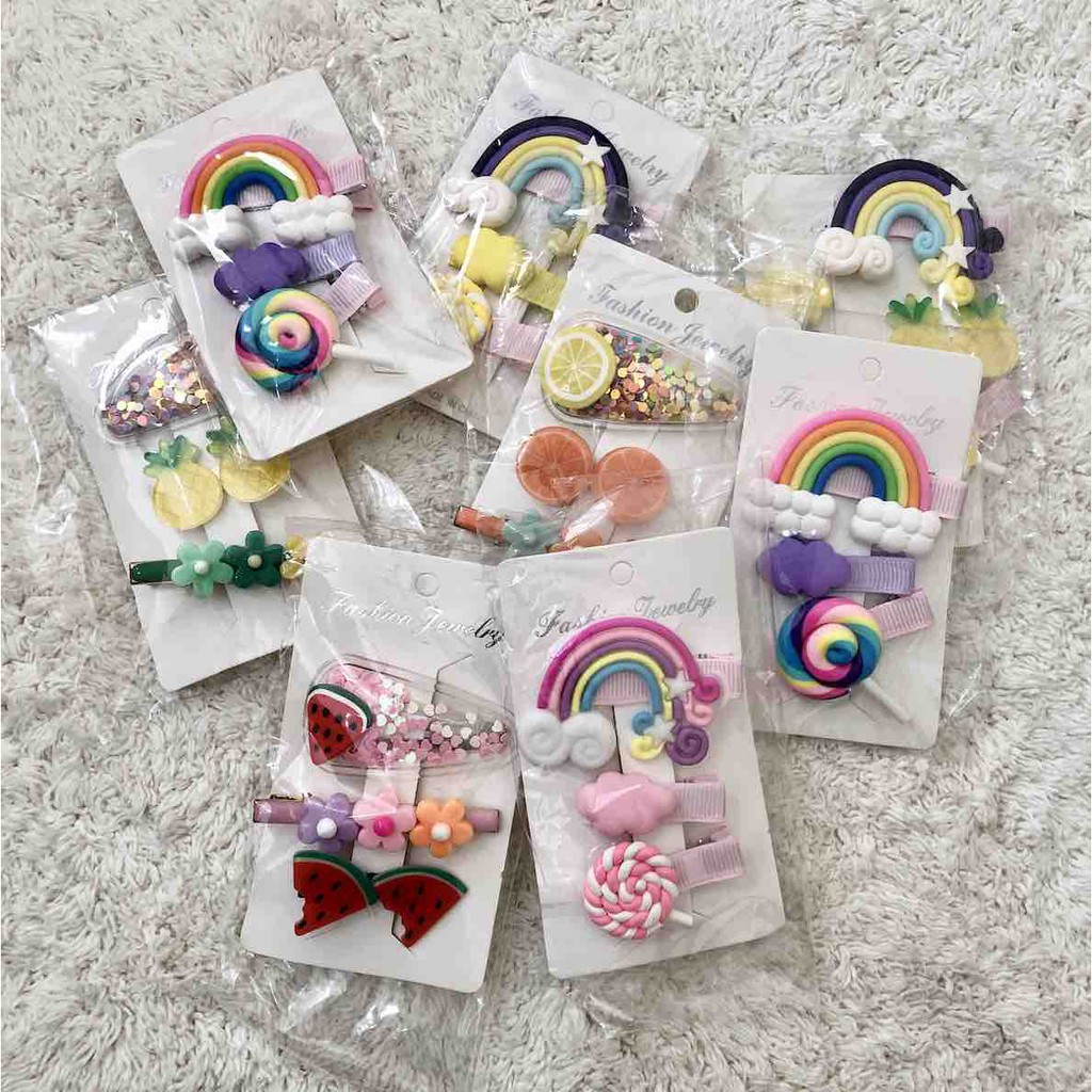 Jepitan Rambut/Hair Clip Cute bisa Digunakan Oleh Bayi hingga (1 Set isi 3 Pcs) murah