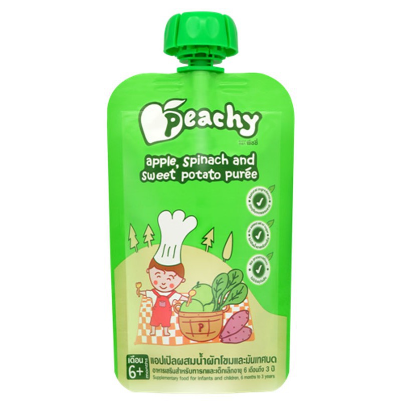 

Peachy Apple, Spinach, & Sweet Potato Puree 110gr - 6m+