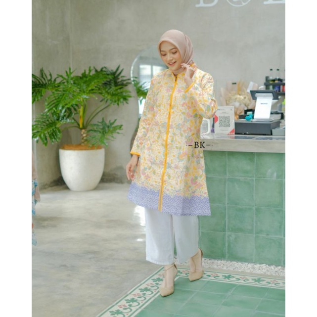 COUPLE BATIK MODERN SOFTCOLOR BLOUSE KEMEJA HEM BUSUI FRIENDLY MOTIF MILEA|| ATASAN KERJA || M-L-XL-XXL-XXXL