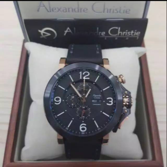 Jam Tangan Alexandre Christie 6281 Pria Black Gold Original