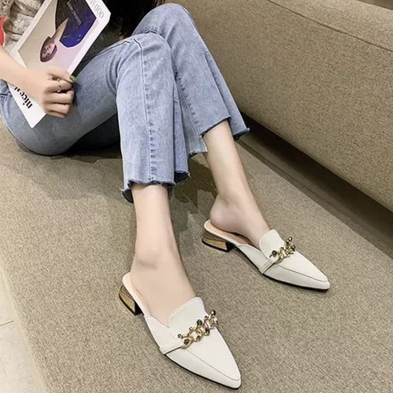 [COD] 10777 Sandal Wanita Import Chain Slip On