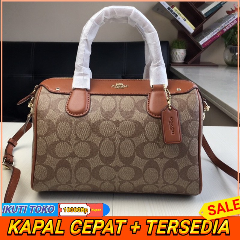 Coach 58312 tas brown Ladies Boston Handbag PVC Crossbody Bag Shoulder tas Fashionable