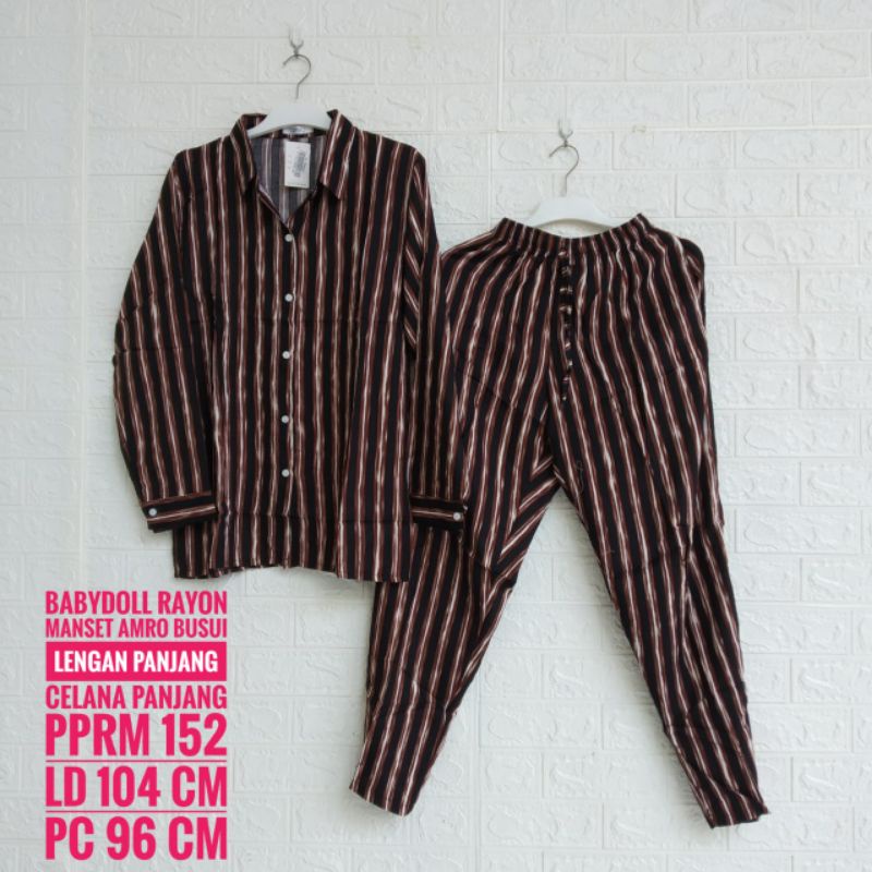 *Setelan Rayon AMRO Lengan Panjang Manset Celana Panjang (PPRM)