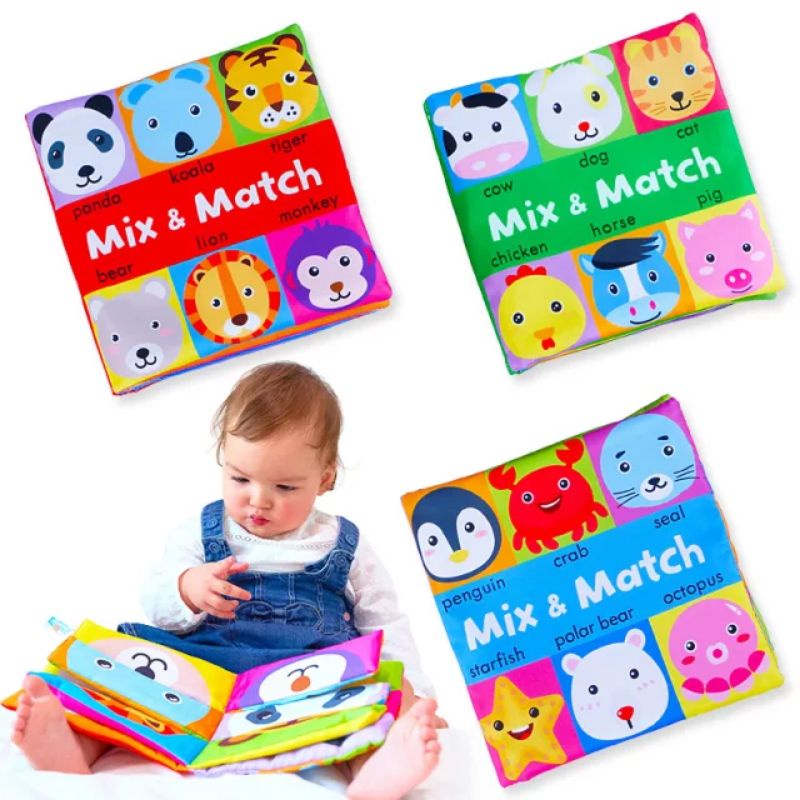 Mainan Soft Book Buku Edukasi Bayi Anak Mix Match Face