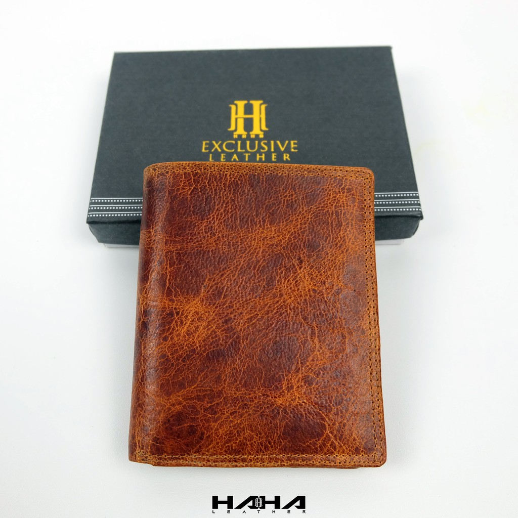 Dompet lipat pendek SHOKA Wallet Leather Kulit Motif Jeruk Cowok Pria Laki