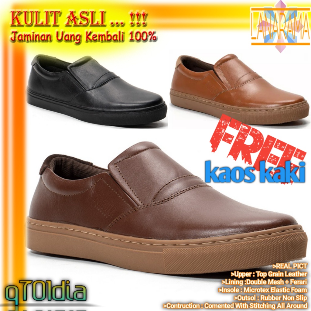 SEPATU SLIP ON PRIA KULIT ASLI TRENDY KEREN ORIGINAL KUALITAS TERBAIK L002