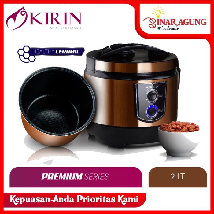 KIRIN RICE COOKER 2.0 LITER | KRC-390 CERAMIC - Copper Magic Com Elektrik Anti Lengket Penghangat Mu