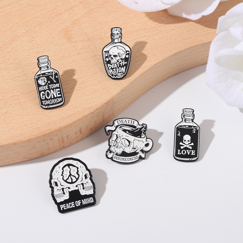 Bros Pin Enamel Bentuk Tengkorak Kimia 5 Gaya Punk Untuk Hadiah