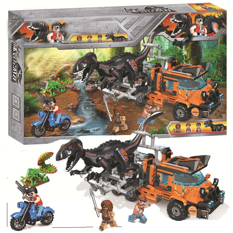 Mainan Lego Legoing Jurassic World Dinosaurs Tyrannosaurus Rex Velociraptor Triceratops Set Blocks