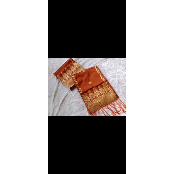 songket silungkang warna merah bata