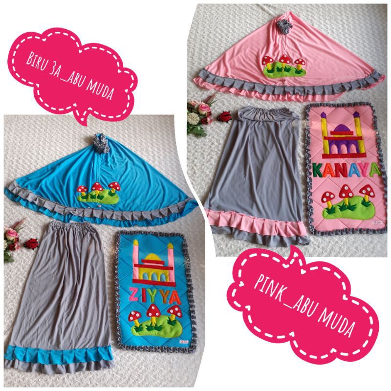 Mukena anak+sajadah custom nama