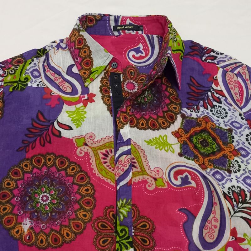 Preloved kemeja lengan panjang goodmixer ukuran small kemeja pria motif bunga bunga