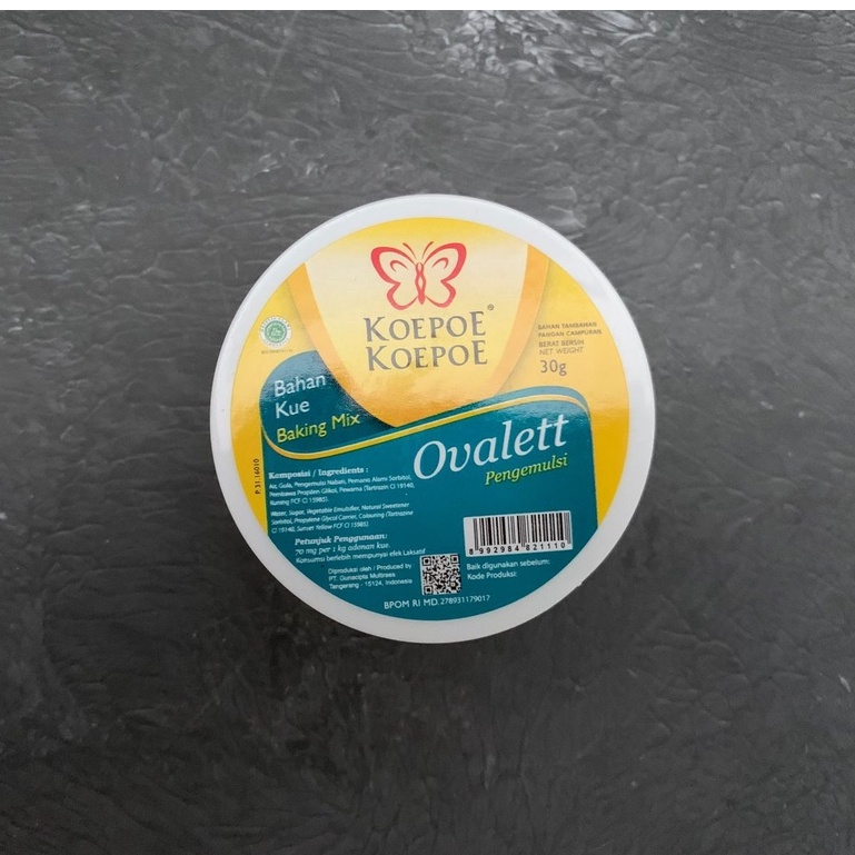 

Ovalet Koepoe Koepoe 30 & 75 gram /Pengemulsi / Bahan Kue Ovalet