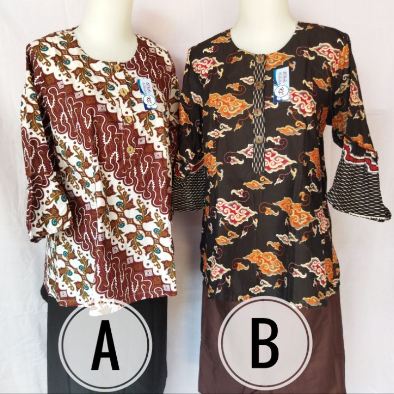 Blouse Atasan Pakaian Wanita Motif Batik Mega Mendung Parang Kualitas Premium Halus Baju Kantor Resm