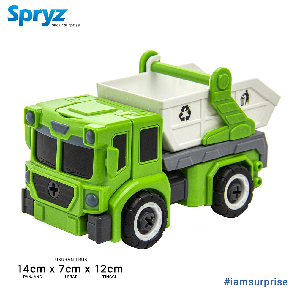 Spryz Revamp Robo Truck Green - Mainan Truk Robot Transformer DIY