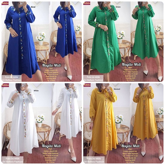 NAGITA MIDI / 19.7 / BAHAN KATUN PREMIUM / LD 110 CM / PB 115 CM / ALLSIZE JUMBO / BELLWIS