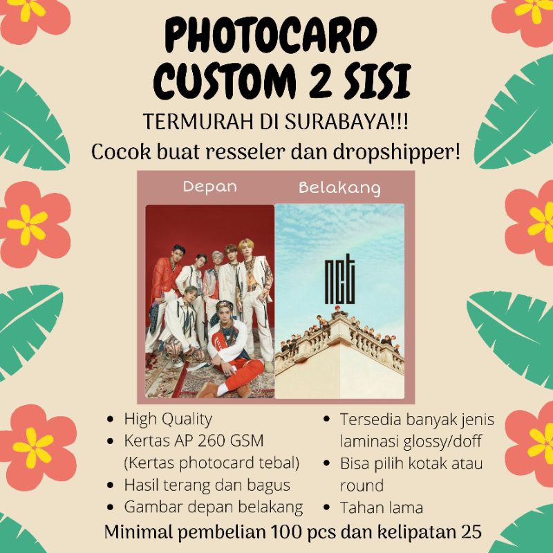 PHOTOCARD 2 SISI CUSTOM GLOSSY DOFF KPOP BTS NCT EXO BLACKPINK TERMURAH DI SURABAYA