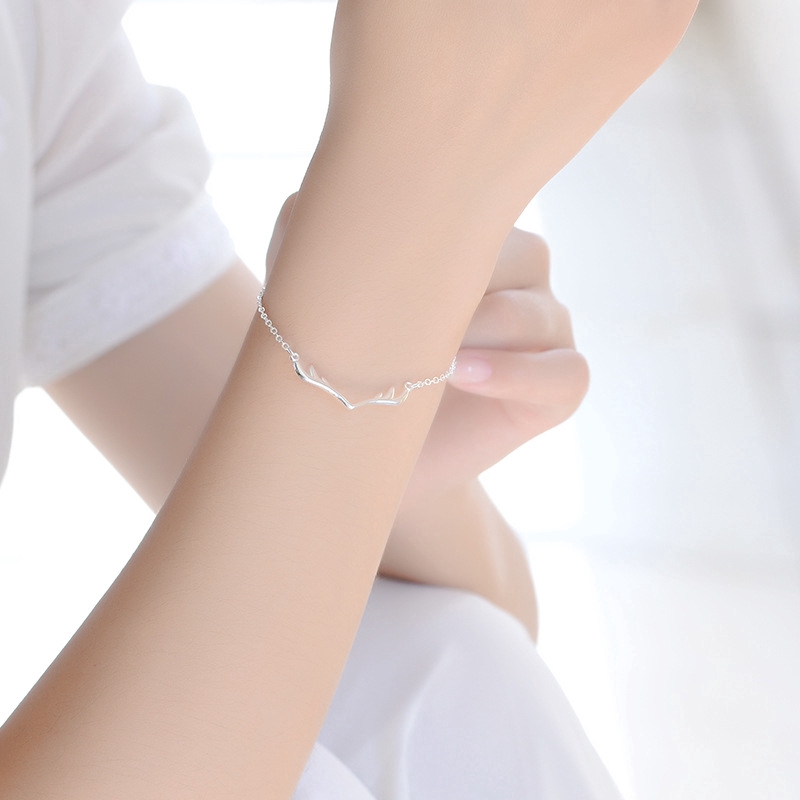 Gelang Korean Charm Silver Antler Bracelet Simple Women Chain Bracelets Jewelry Adjustable