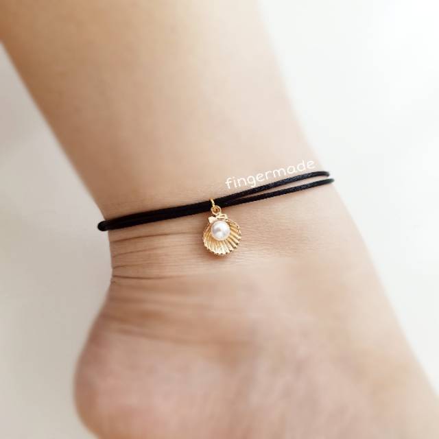 Fingermade Gelang Kaki Tali dengan Charm