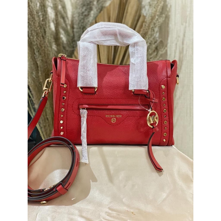 Tas Michael Kors Carine Small Satchel Bright Red New Original