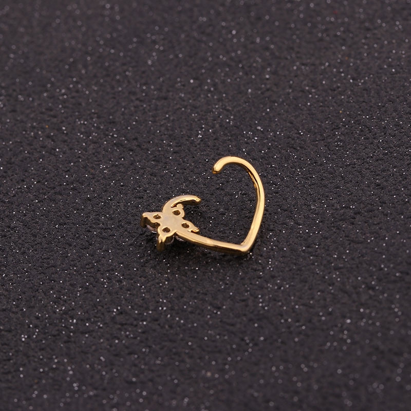 1piece Heart Copper with Zircon Earrings Pinna Daith Helix Piercing