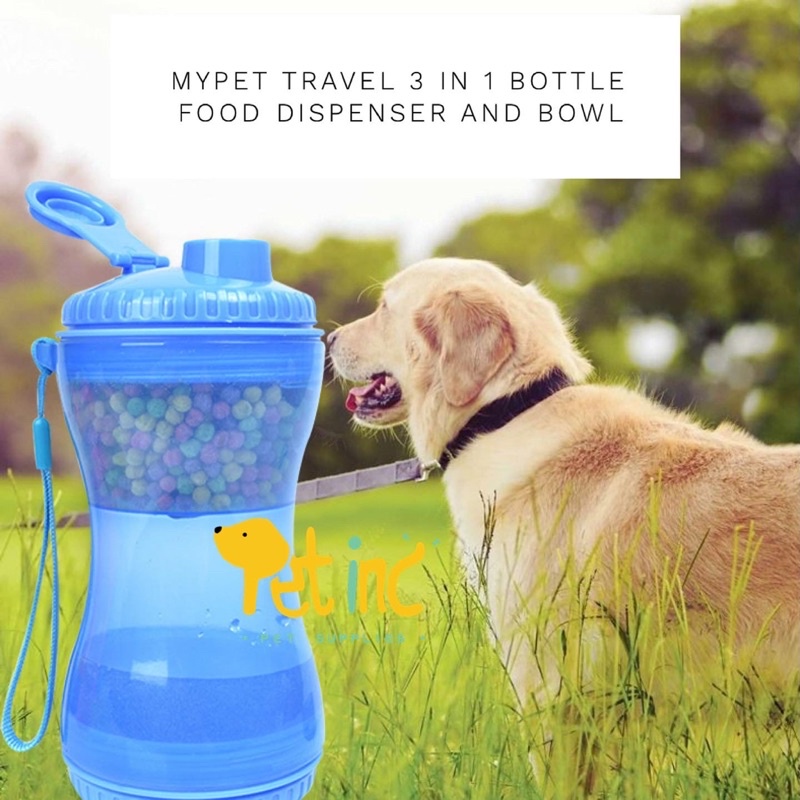 Mypet travel 3 in 1 bottle food dispenser and bowl