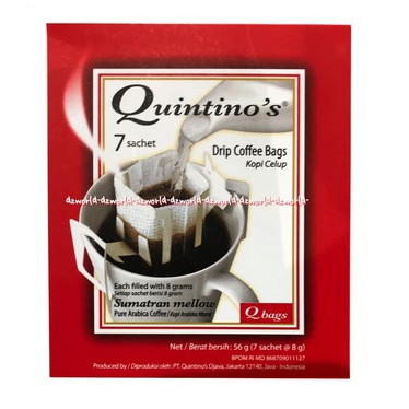 Quintino's Drip Coffee Bag Kopi Celup 7 Sachet Sumatran Mocca Java Kopi Dengan Saringan Quintino Quintinos