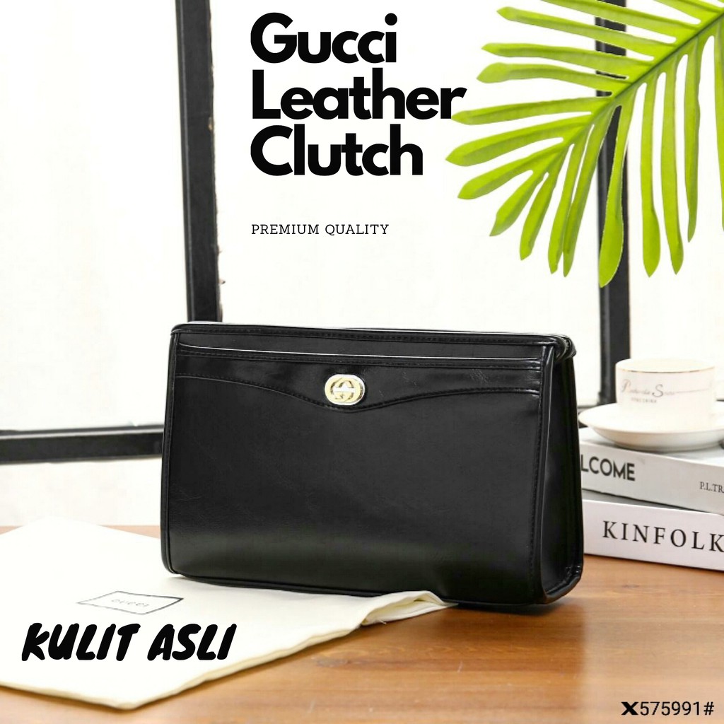 CLUTCH WANITA IMPORT GUCCI LEATHER PREMIUM