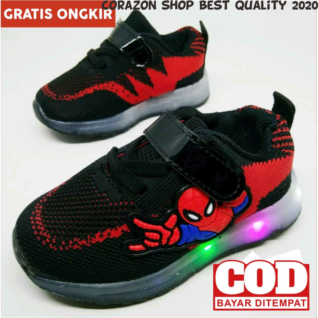 NEW SNEAKER SPIDERMAN LED ANAK TERKEREN DAN TERLARIS