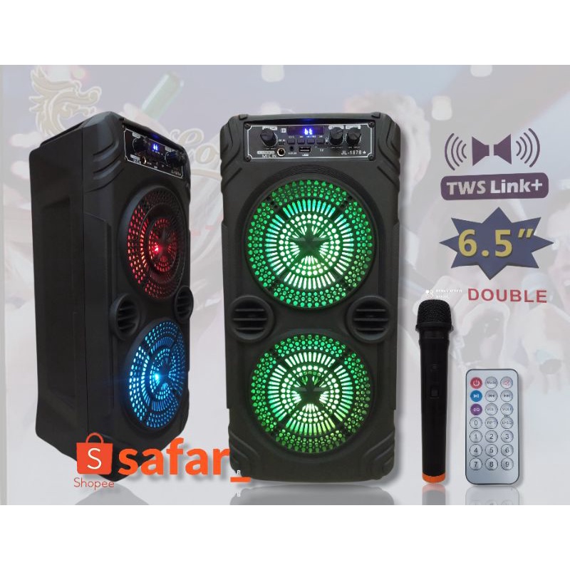 Speaker Bluetooth JinLong Jl-1878 6,5 INCHI Double Speaker Dengan Mic Wireless