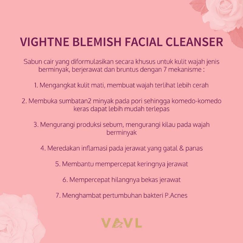 VAVL Paket Beauty Water Vightne Blemish Serum Facial Cleanser Perawatan Jerawat Wajah Kulit Glowing
