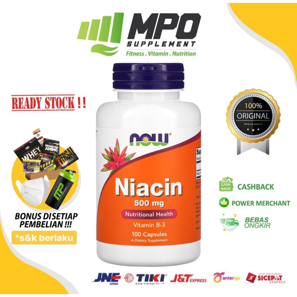 NOW Foods Niacin 500mg (100 caps) NOW Niacin 500 mg Vitamin B-3 Vit B3 Vitamin B3 Vitamin B 3