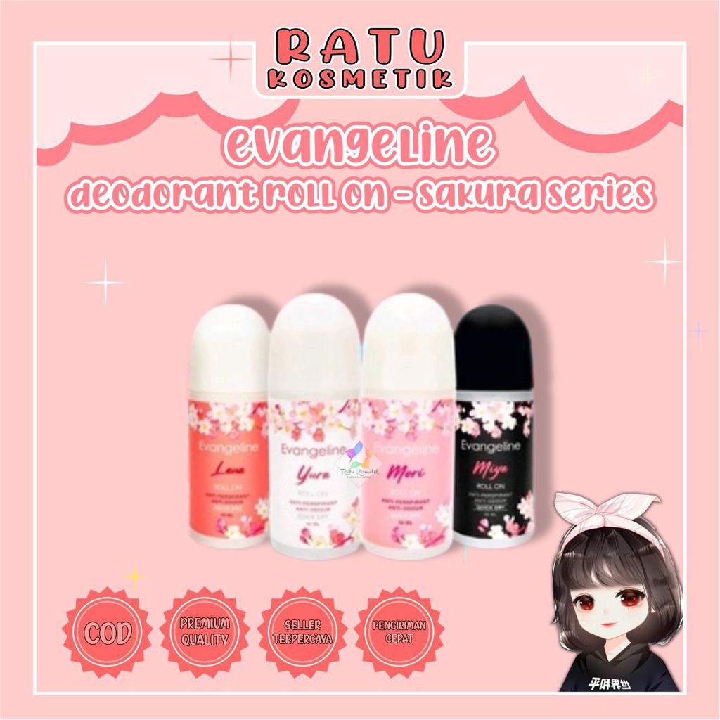 ❤ RATU ❤ Evangeline Roll On Deodorant 50ml Sakura Series | Deodoran Yura | Lana | Pewangi Ketiak | Parfum Deodoran