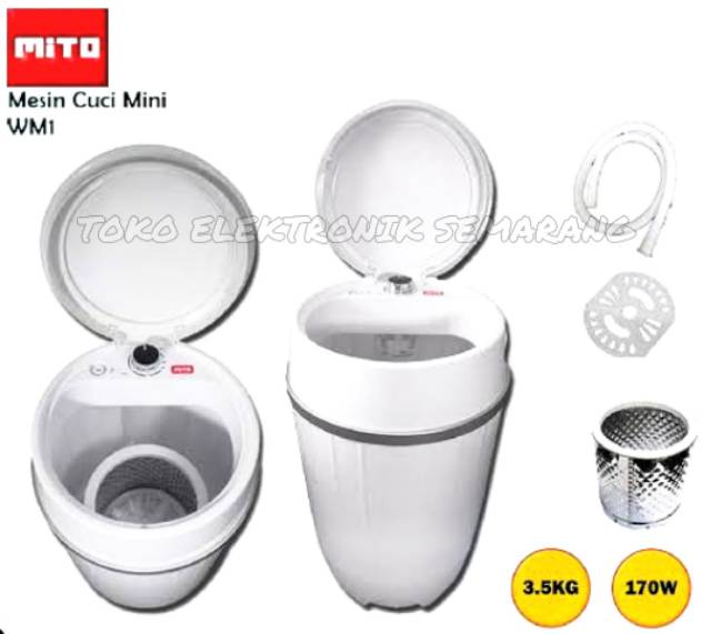 MESIN CUCI MINI PORTABLE PORTABEL MITO WM1 KAPASITAS 3.5KG 170WATT WASHING MACHINE WM 1