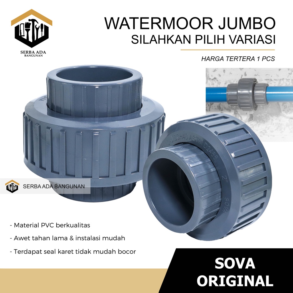 WATER MUR SOVA 1 1/4&quot; inch 2 Inch PVC WM Polos / Watermoor Moor Pia Air Sambungan Pipa air Murah Bagus