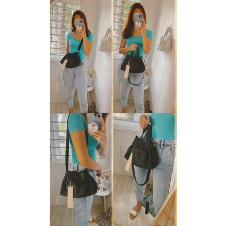 GOMU FOLDABLE BAG / SLINGBAG / TAS SELEMPANG ( FREE CUSTOM NAMA ) HAND BAG / TOTE BAG / KOREAN BAG / SHOULDER BAG / TAS WANITA