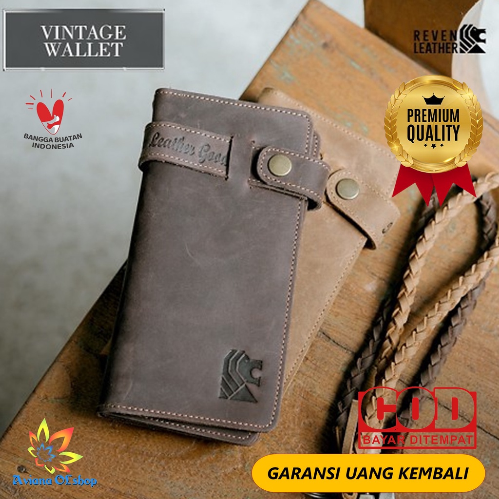 Dompet Cowok Pria Kulit Asli Original Panjang Premium Tali Rantai Berbahan Kulit
