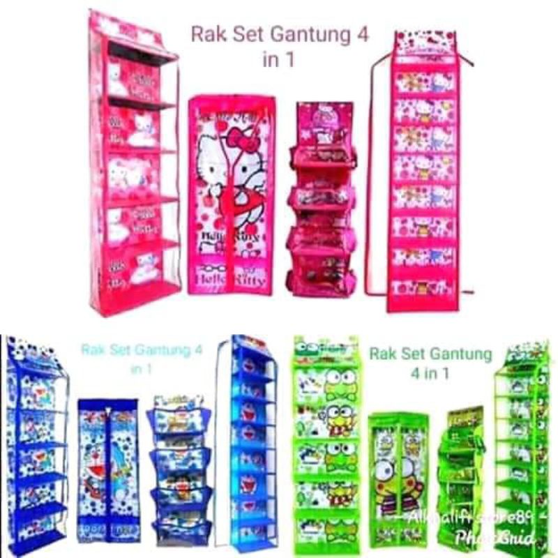 RAK GANTUNG SET 4IN1 / 3IN1 ( RAK SEPATU - RAK TAS - RAK JILBAB - RAK KOSMETIK ) Rak gantung 4in1 se