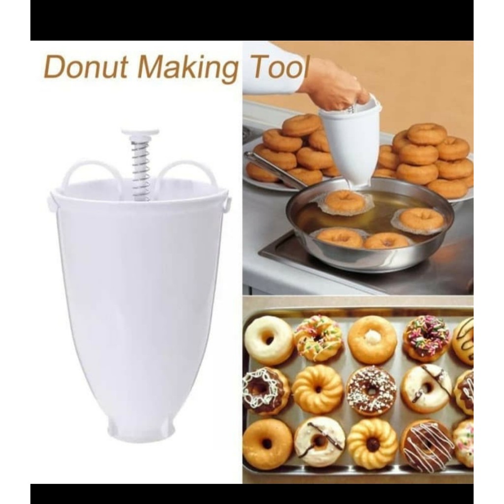 WARNA PUTIH BAHAN PLASTIK - Cetakan Donat Donut Tinggal Tekan Jadi Bulat Donuts Maker Tool TERLARIS